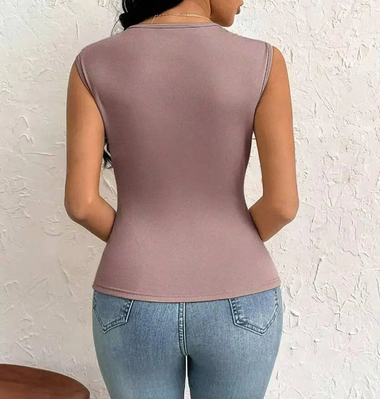 Women's Mauve Pink One Shoulder Cutout Casual Daily Top