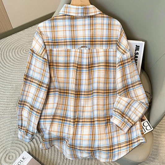 Retro Plaid Women's long sleeve Shirt
