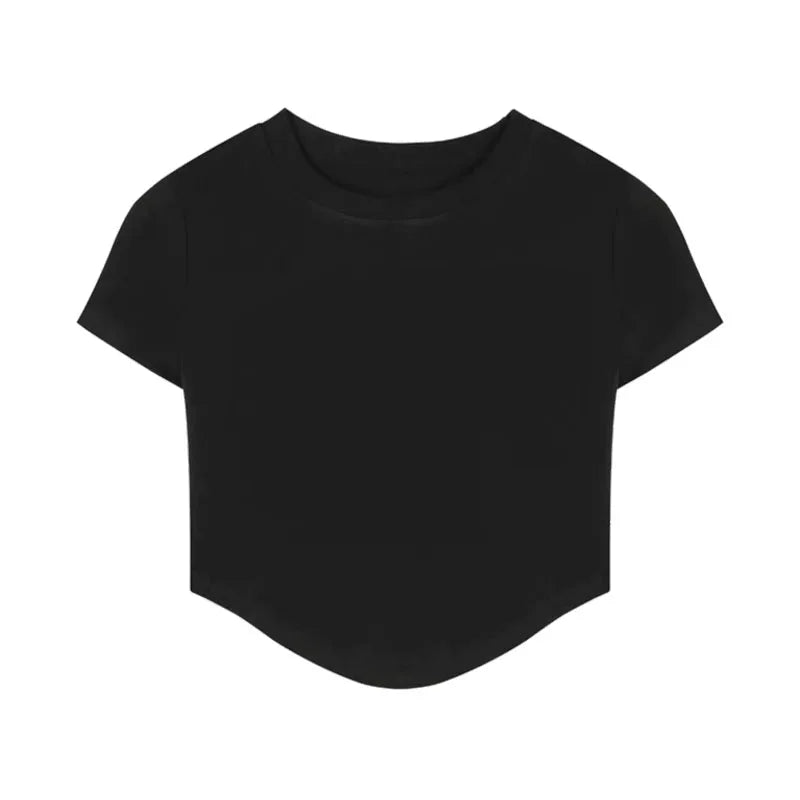 Women O-neck Short-sleeve Crop Tops T-Shirt