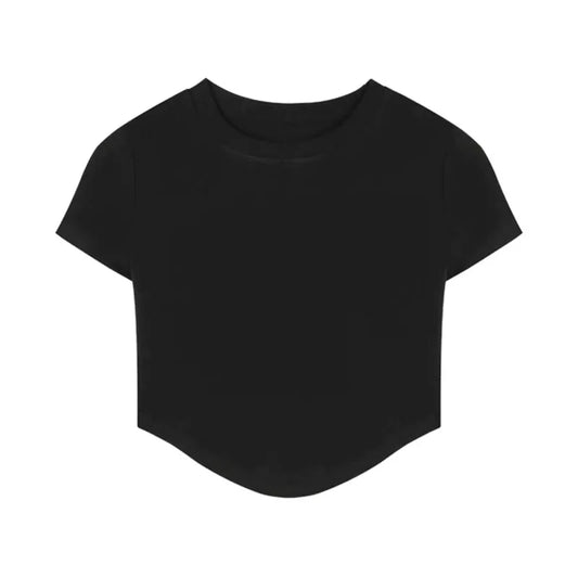 Women O-neck Short-sleeve Crop Tops T-Shirt