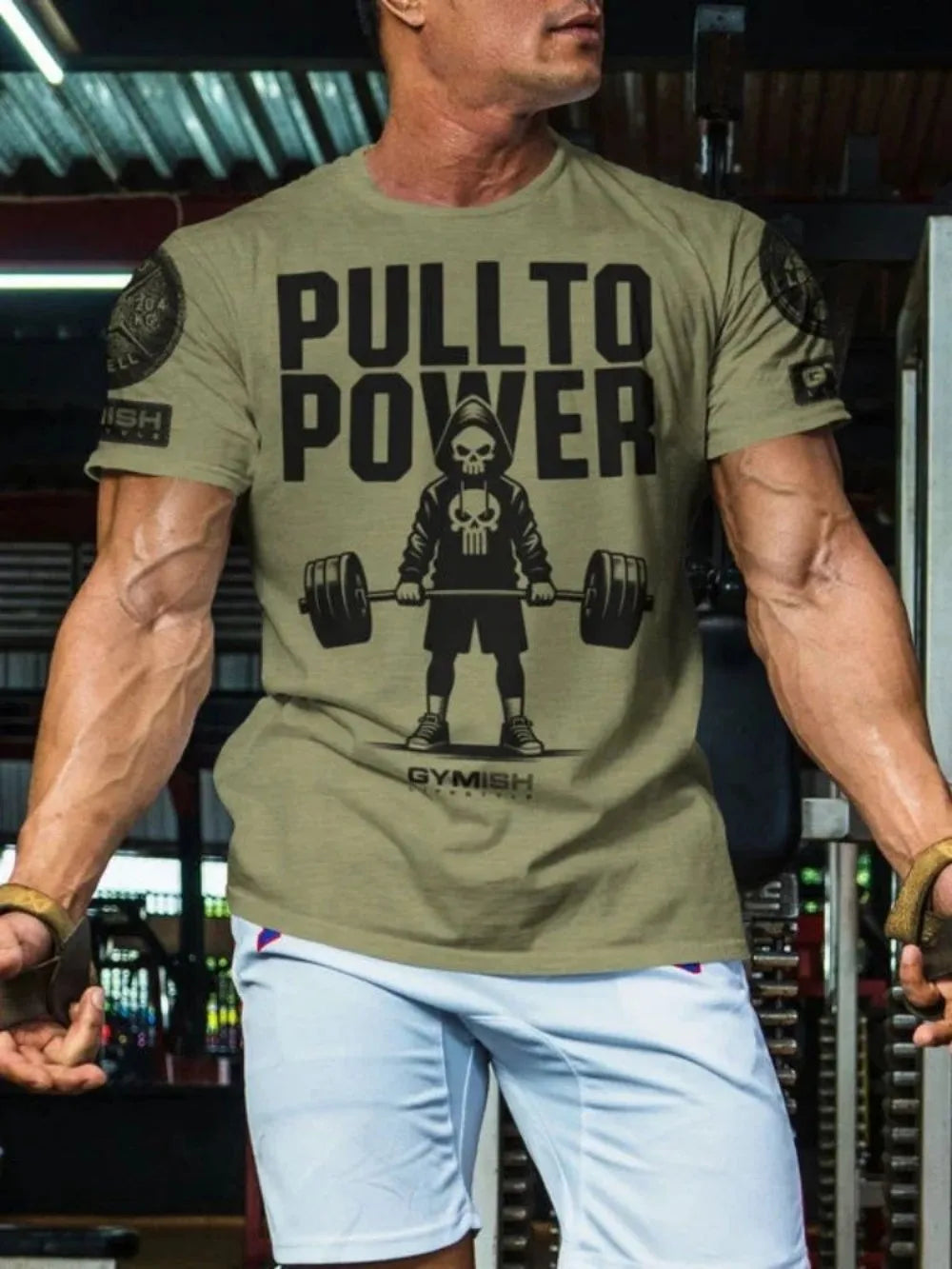 Men's Fitness Training Letter Printed Comfortable Breathable Round Neck T-shirt