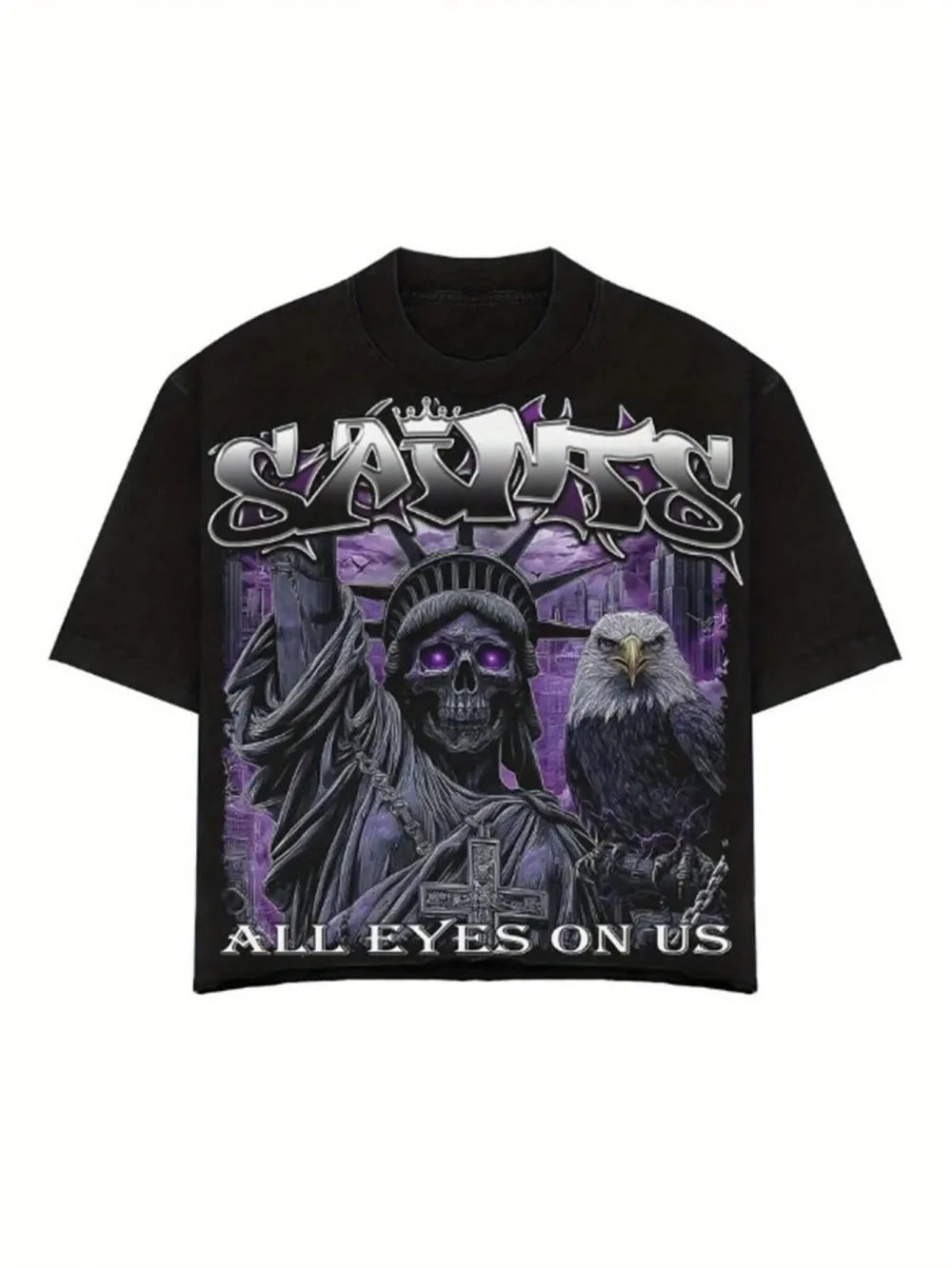 Men's Statue of Liberty print comfortable and breathable round neck T-shirt