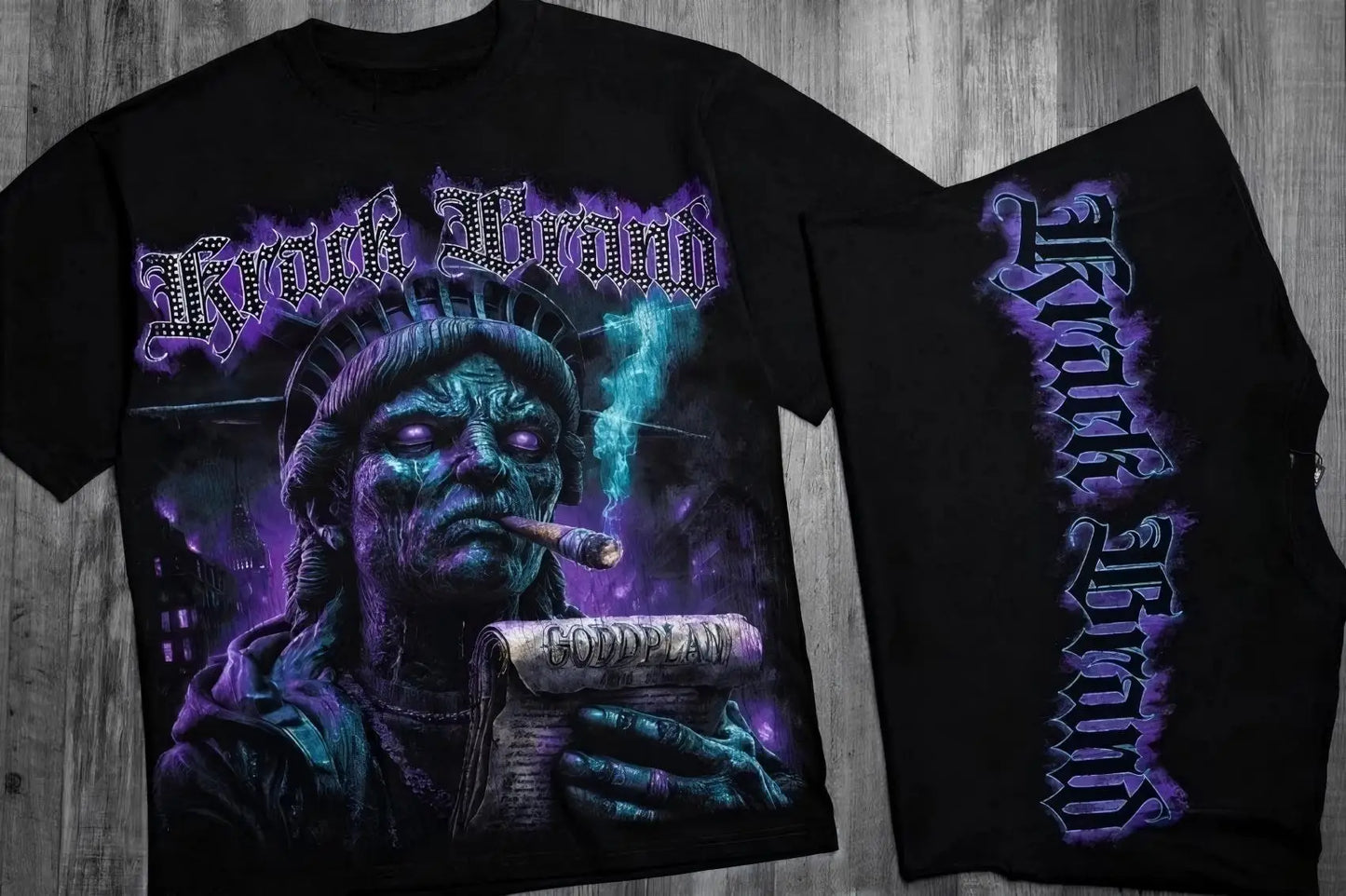 Men's Statue of Liberty print comfortable and breathable round neck T-shirt