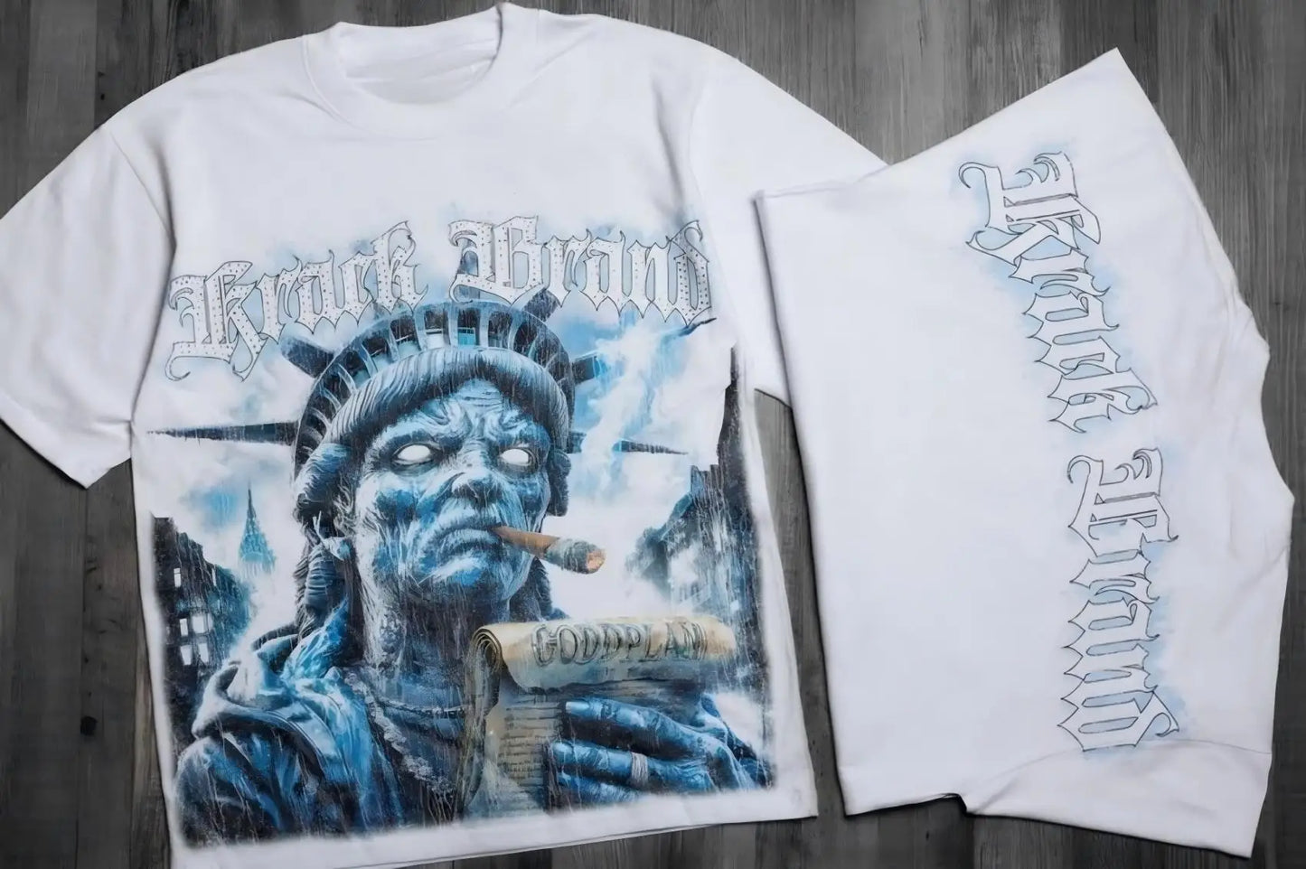 Men's Statue of Liberty print comfortable and breathable round neck T-shirt