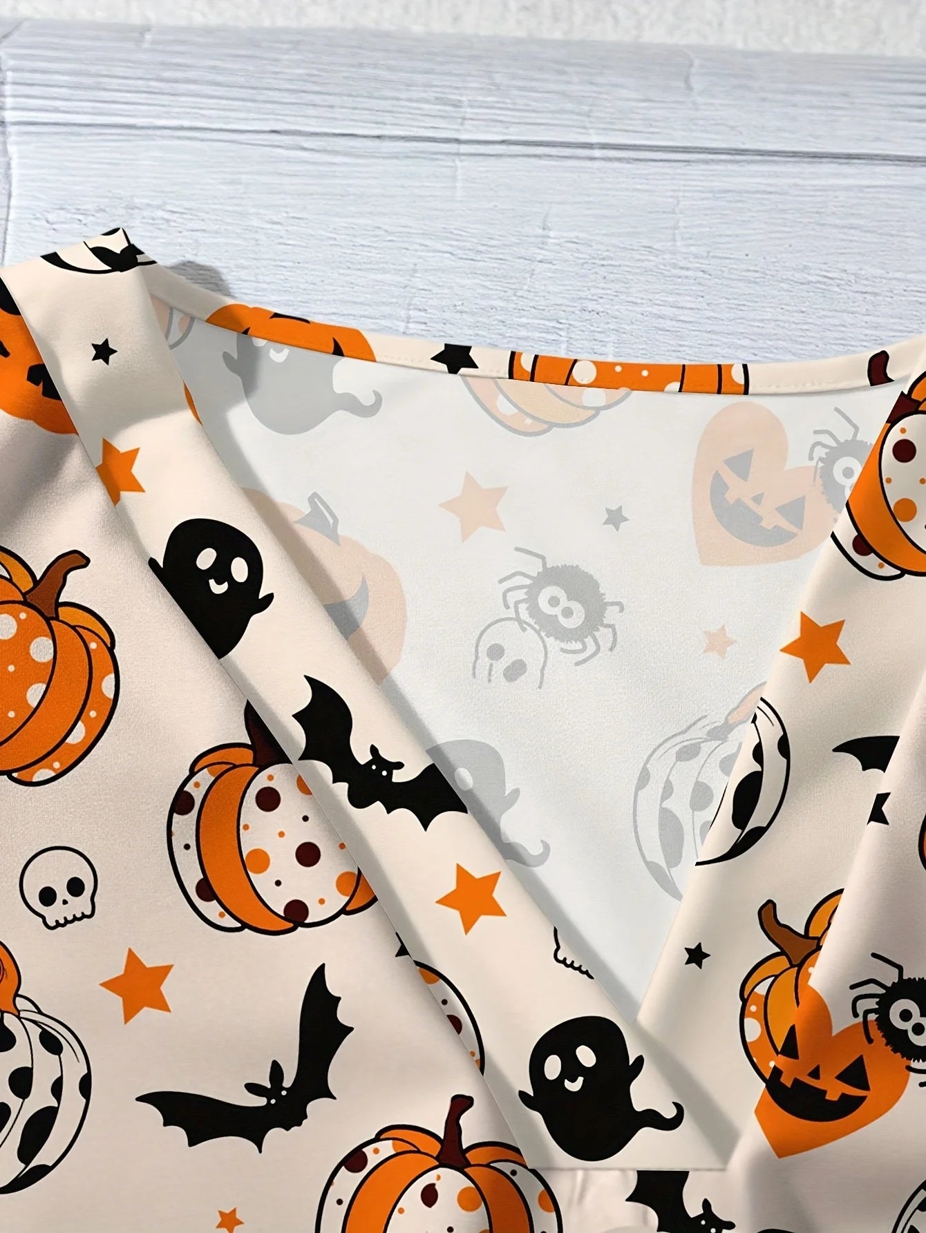 Women's V Neck Short Sleeve Halloween Print Button Down Casual Shirt