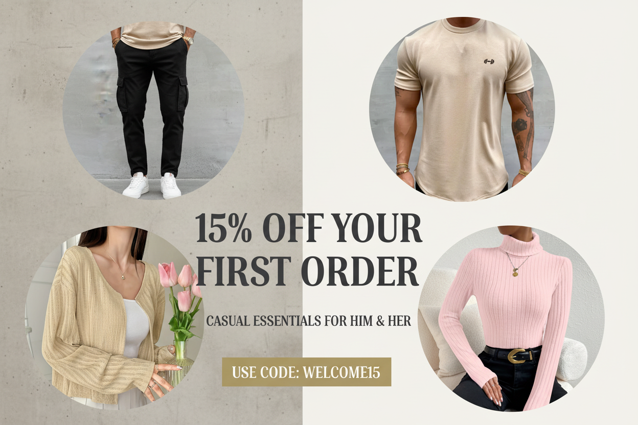 Casual Essentials Banner Variation - WELCOME15